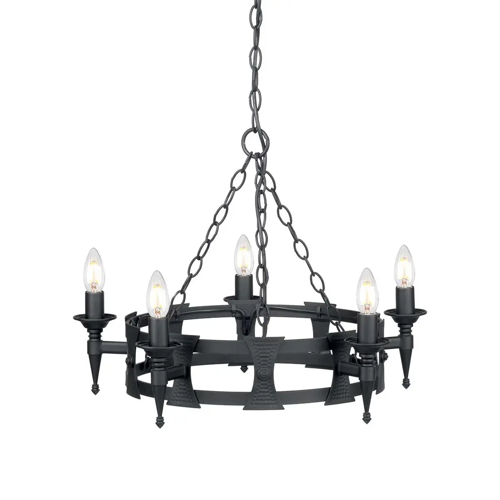 Lustre Saxon 5 lumières — Lustres Elstead Lighting